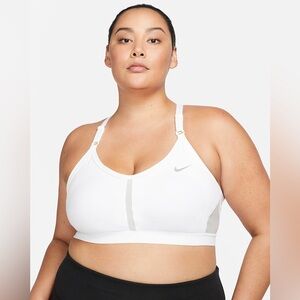 Nike White padded V-Neck Plus Size Sports Bra